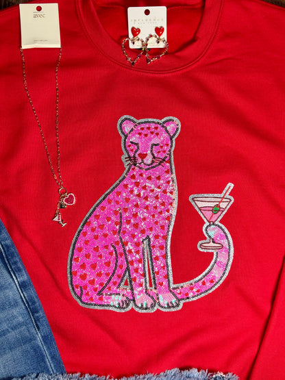 Sequin Leopard & Martini Sweatshirt