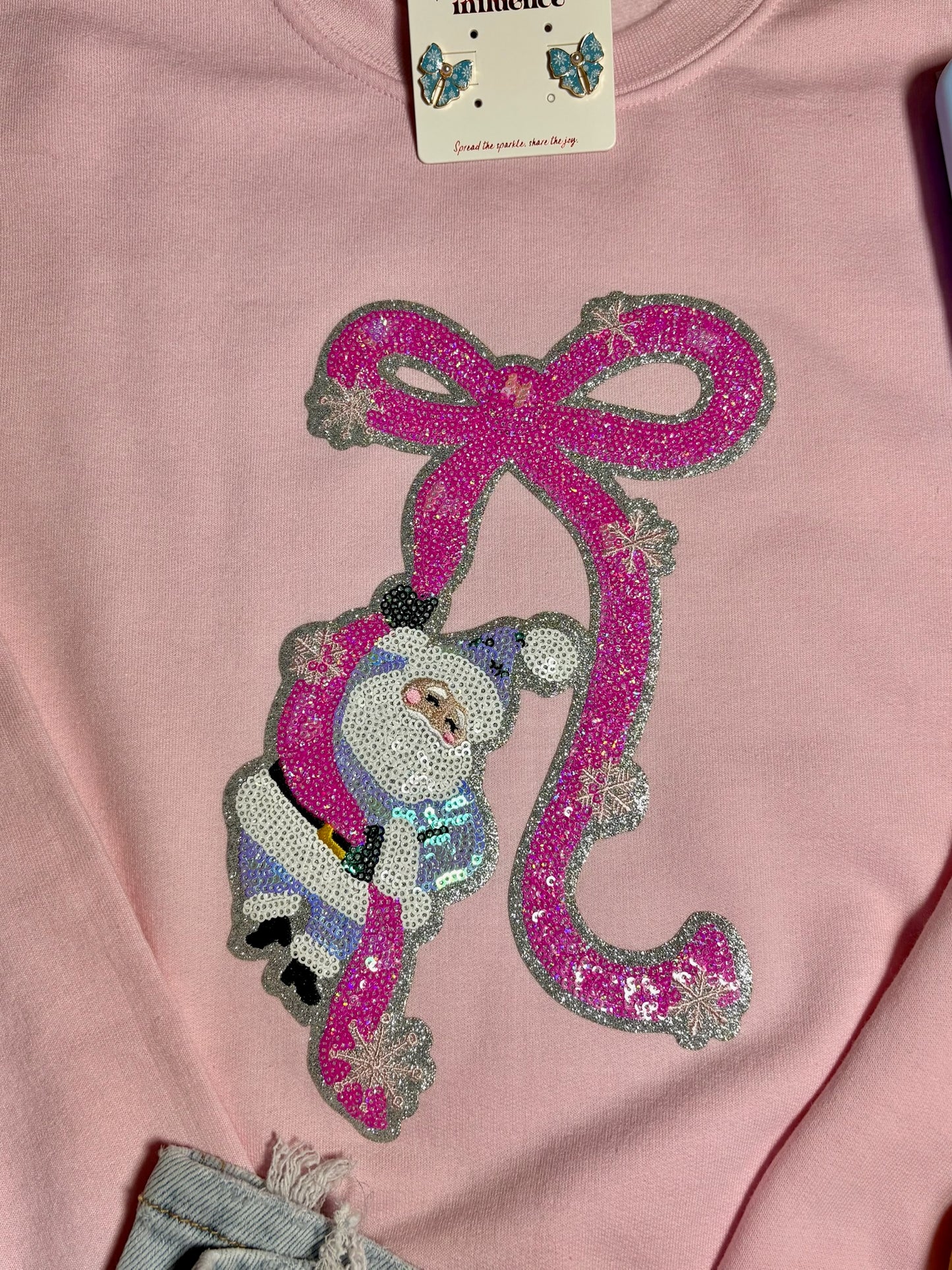 Ribbon-Climbing Santa Sweatshirt