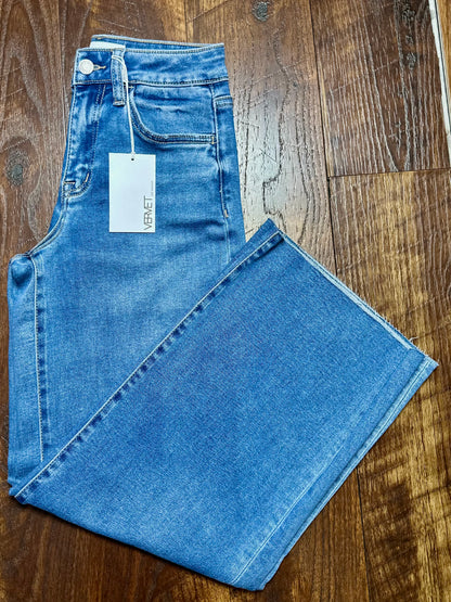Vervet High Rise Crop Slim Wide Jeans