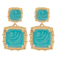 Load image into Gallery viewer, Turquoise Double Square Drop Earrings
