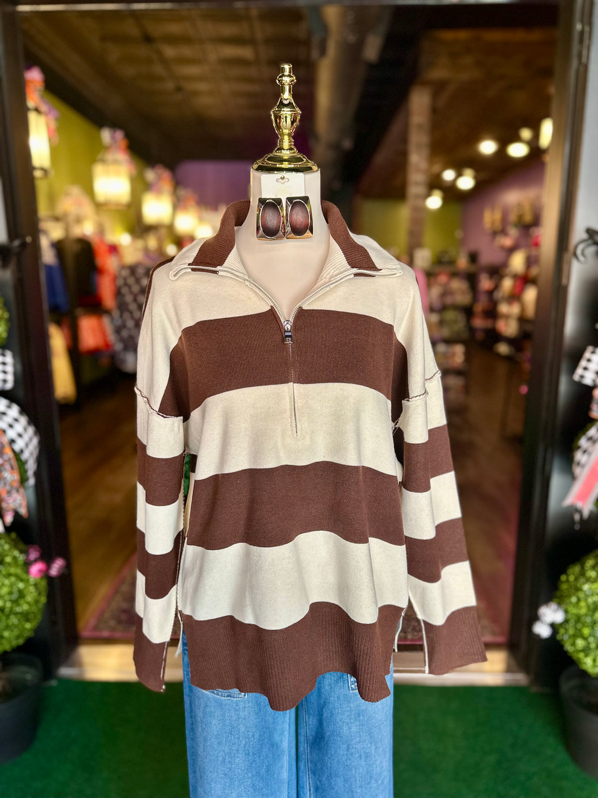 Coffee Run Quarter-zip sweater