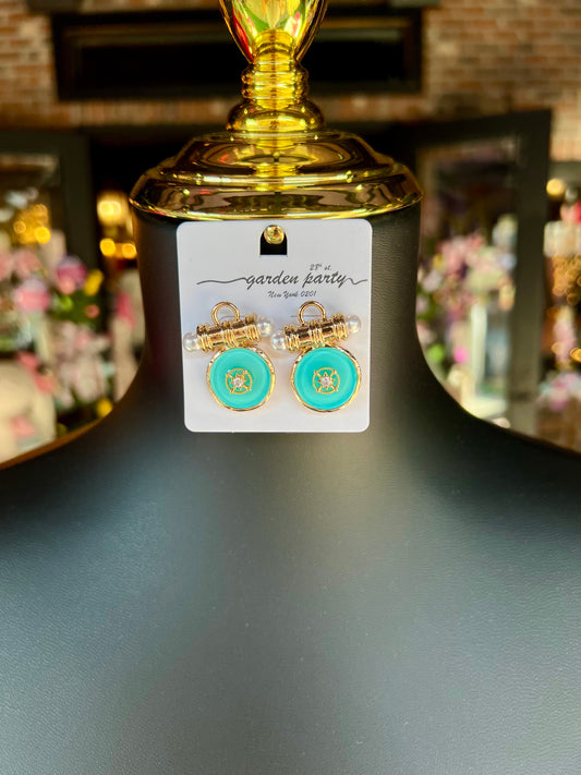 Turquoise & Cold Nautical Coin Studs