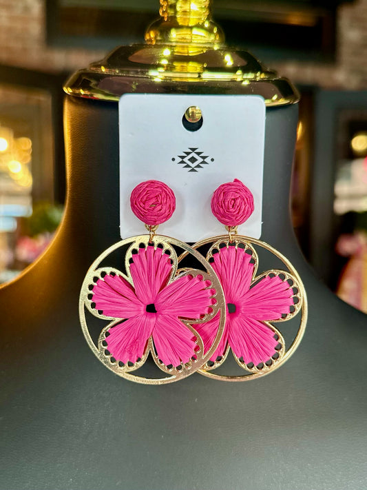 Raffia Flower Earrings