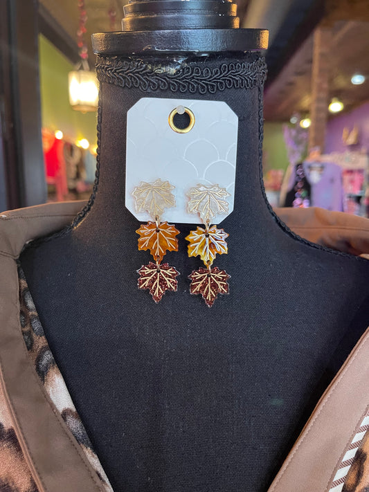 Three Leaf Dangle Earrings