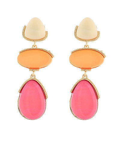 Multicolor Linked Stone Drop Earrings