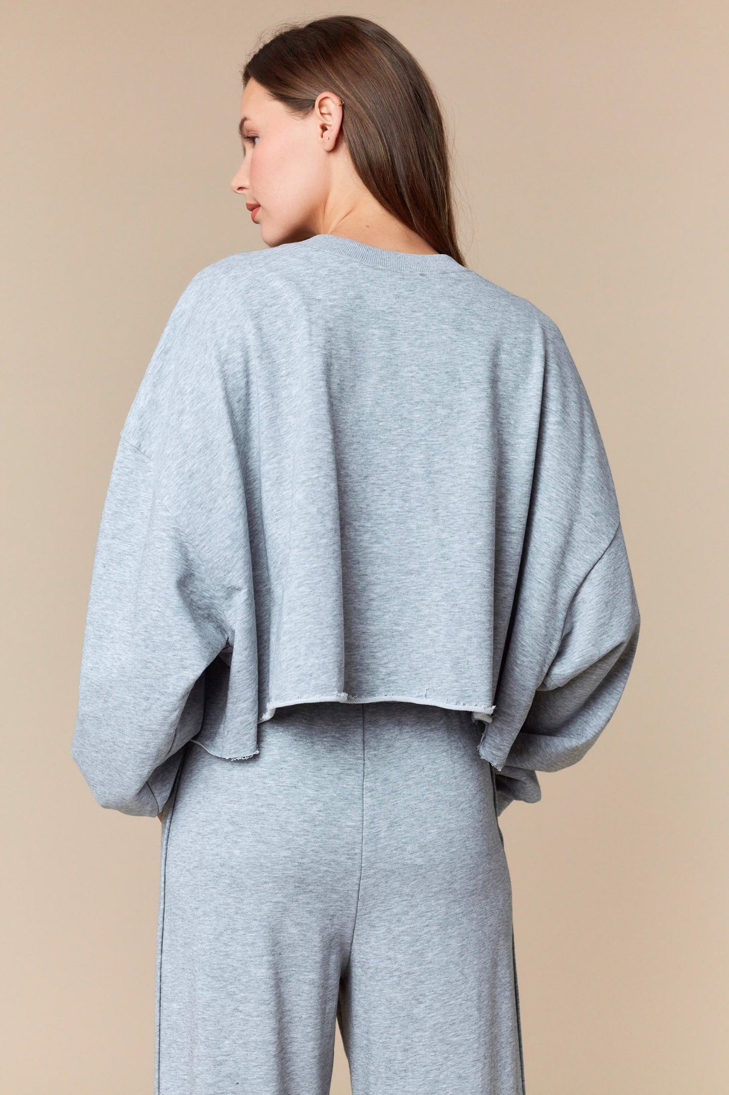 Heather Gray French Terry Bow Sweatshirt & Pants Set