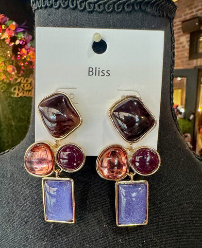 Multicolor Geometric linear Jewel Earrings