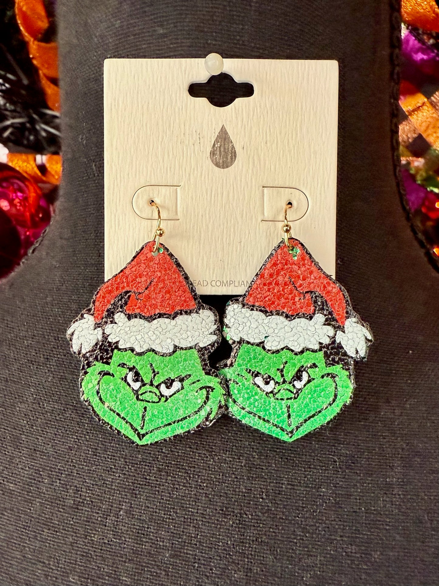 Holiday Grinch Dangling Earrings