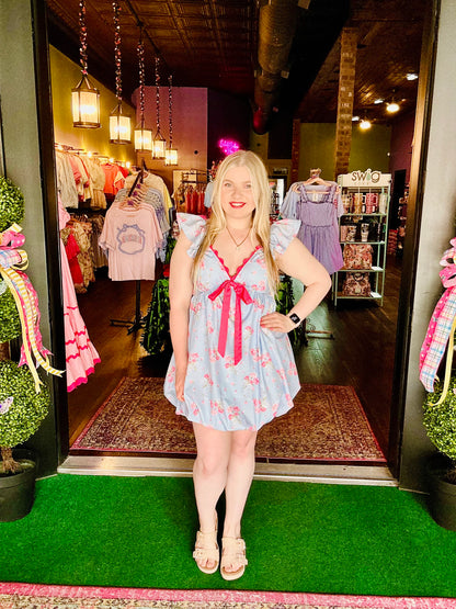 Floral Bubble Hem Babydoll Mini dress