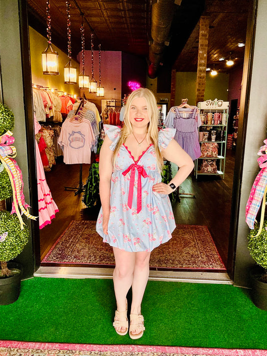 Floral Bubble Hem Babydoll Mini dress