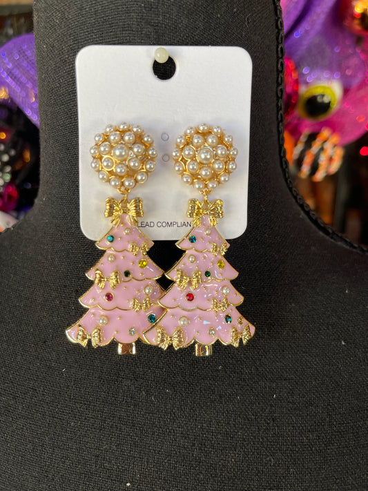 Pink & Gold Christmas Tree Dangles