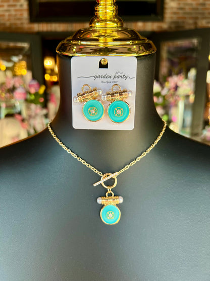 Turquoise & Cold Nautical Coin Studs