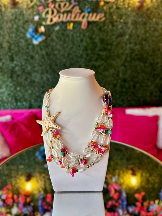 Layered Starfish & Shell Necklace Set