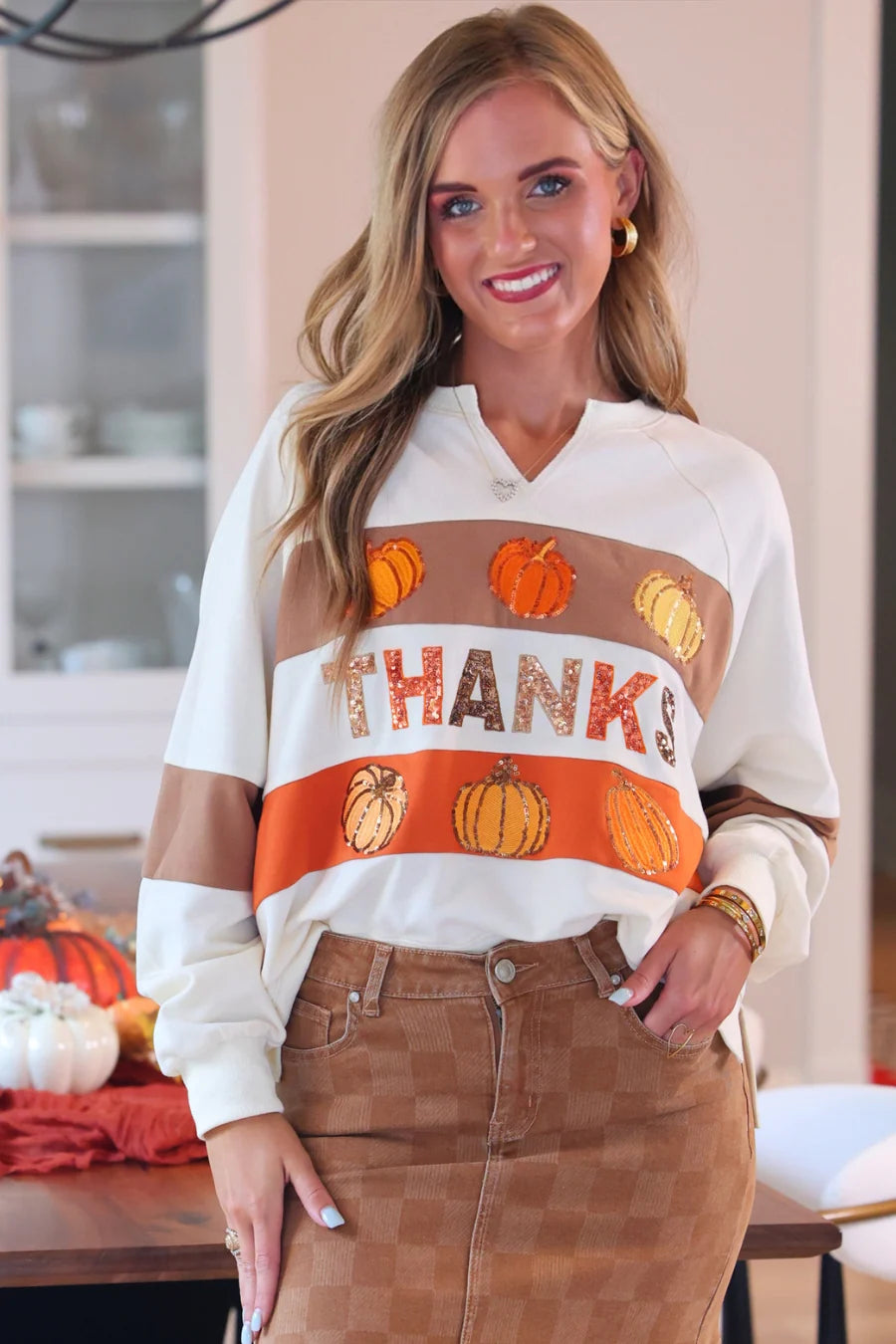 “Thanks” Pumpkin Pullover