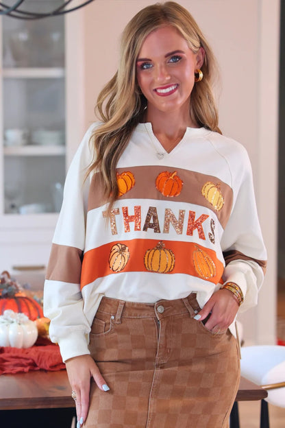 “Thanks” Pumpkin Pullover