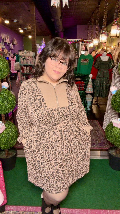 Mocha Leopard Long Sleeve Dress