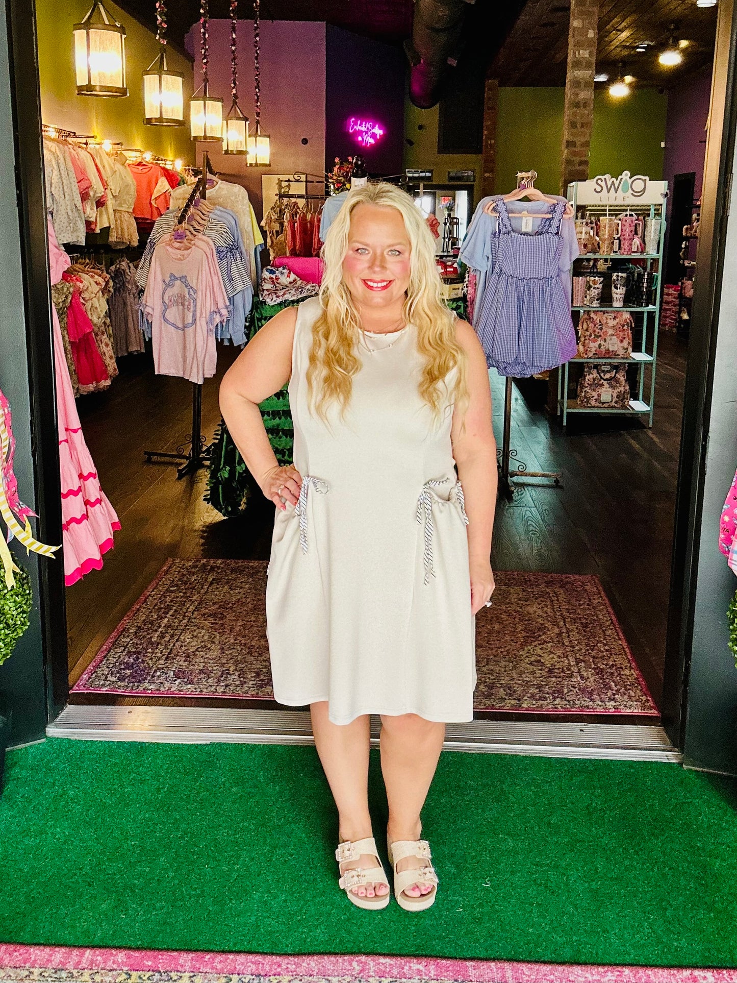 Ecru Luxeknit Sleeveless Dress