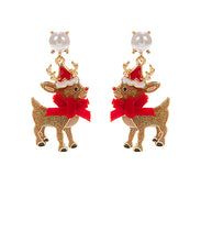 Load image into Gallery viewer, Glittery Rudolph Earrings
