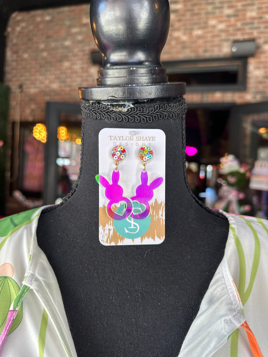Iridescent Bunny Earrings
