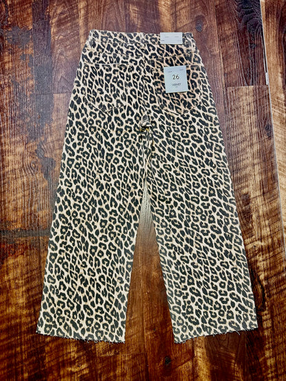 Vervet High Rise Leopard Print Cropped Wide Leg Jeans