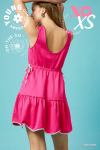 Hot Pink Nautical-Inspired Tiered Mini Dress