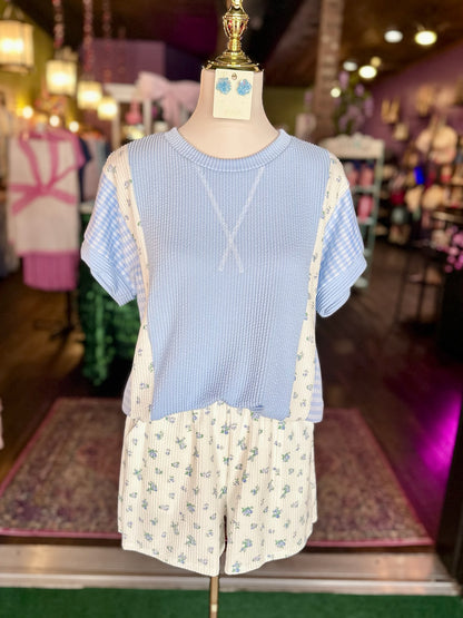 Light Blue Gingham In Bloom Set