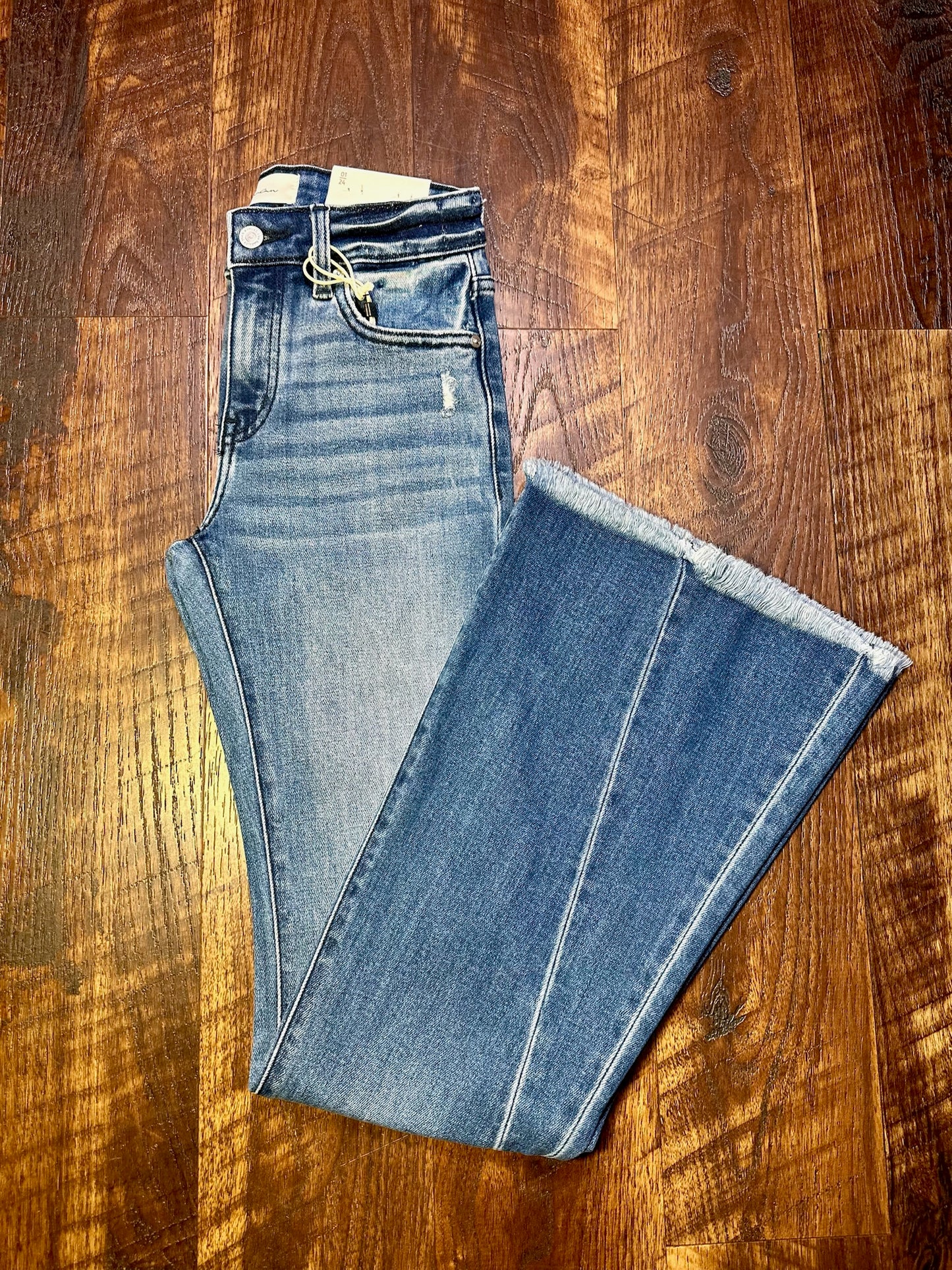 Kancan Dark Wash Mid Rise Flare Jeans