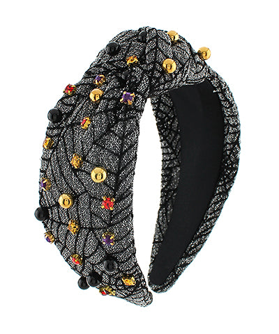 Black Spider Web Top Knot Headband
