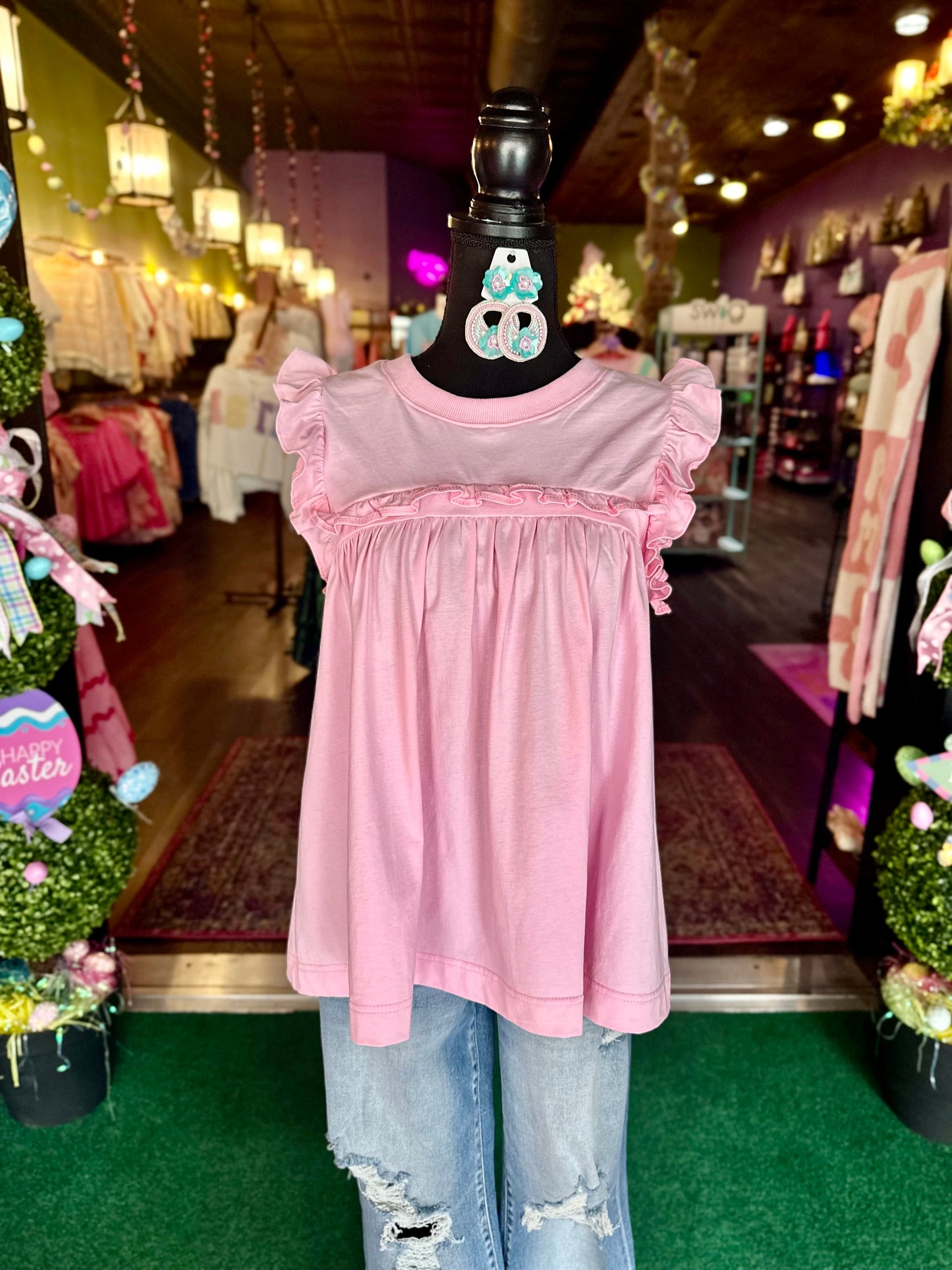 Pink Sleeveless Jersey Top