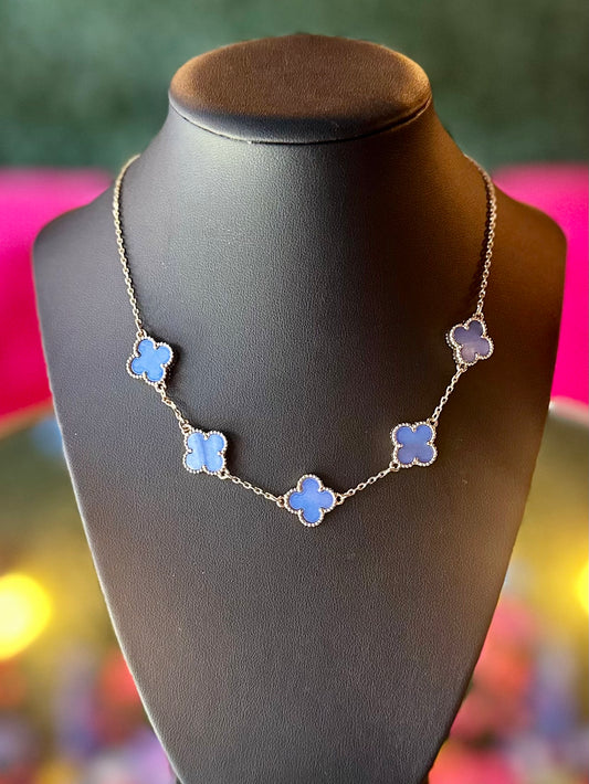 Blue Clover Necklace