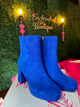 Load image into Gallery viewer, Slug Bug electric blue suede boots
