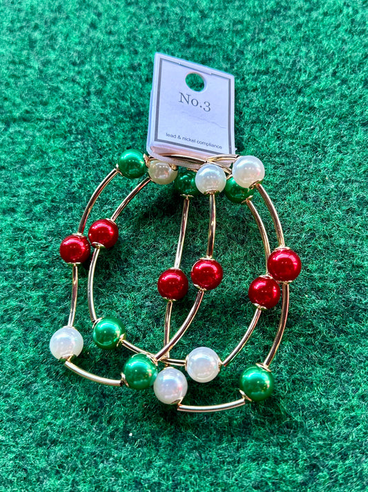 Small Christmas Bead Stretchy Bracelet Set