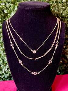 Triple Layered Crystal & Rhinestone Necklace