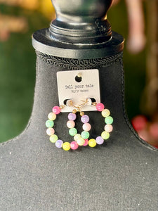 Pastel Beaded Hoops