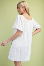 Load image into Gallery viewer, Navy Bow Off White Puff Sleeve Mini Dress
