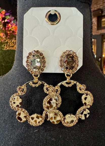 Rhinestone Leopard Drop Earrings