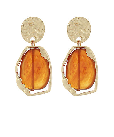 Amber Stone Dangle Earrings