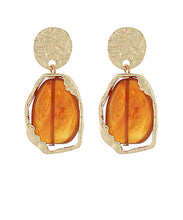 Load image into Gallery viewer, Amber Stone Dangle Earrings
