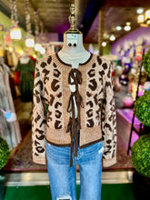 Load image into Gallery viewer, Leopard Print Bow-Tie Long Sleeve Cardigan
