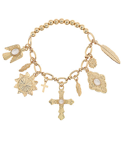 Cross & Western Style Multi Charm Bracelet