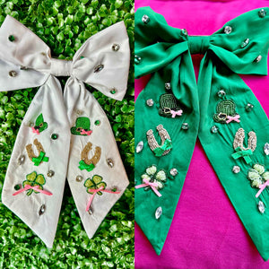 Beaded St. Patrick’s Day Bow Barrettes