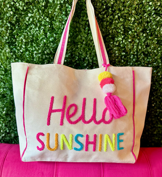 Hot Pink “Hello Sunshine” Tote Bag