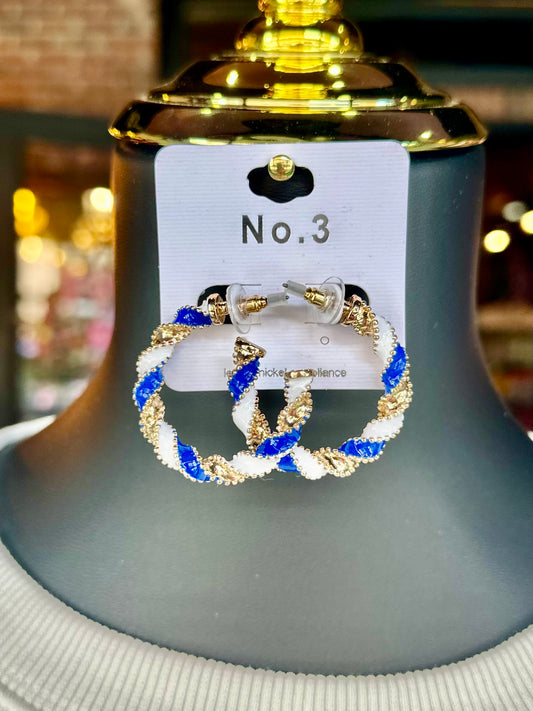 Blue & White Twisted Hoops