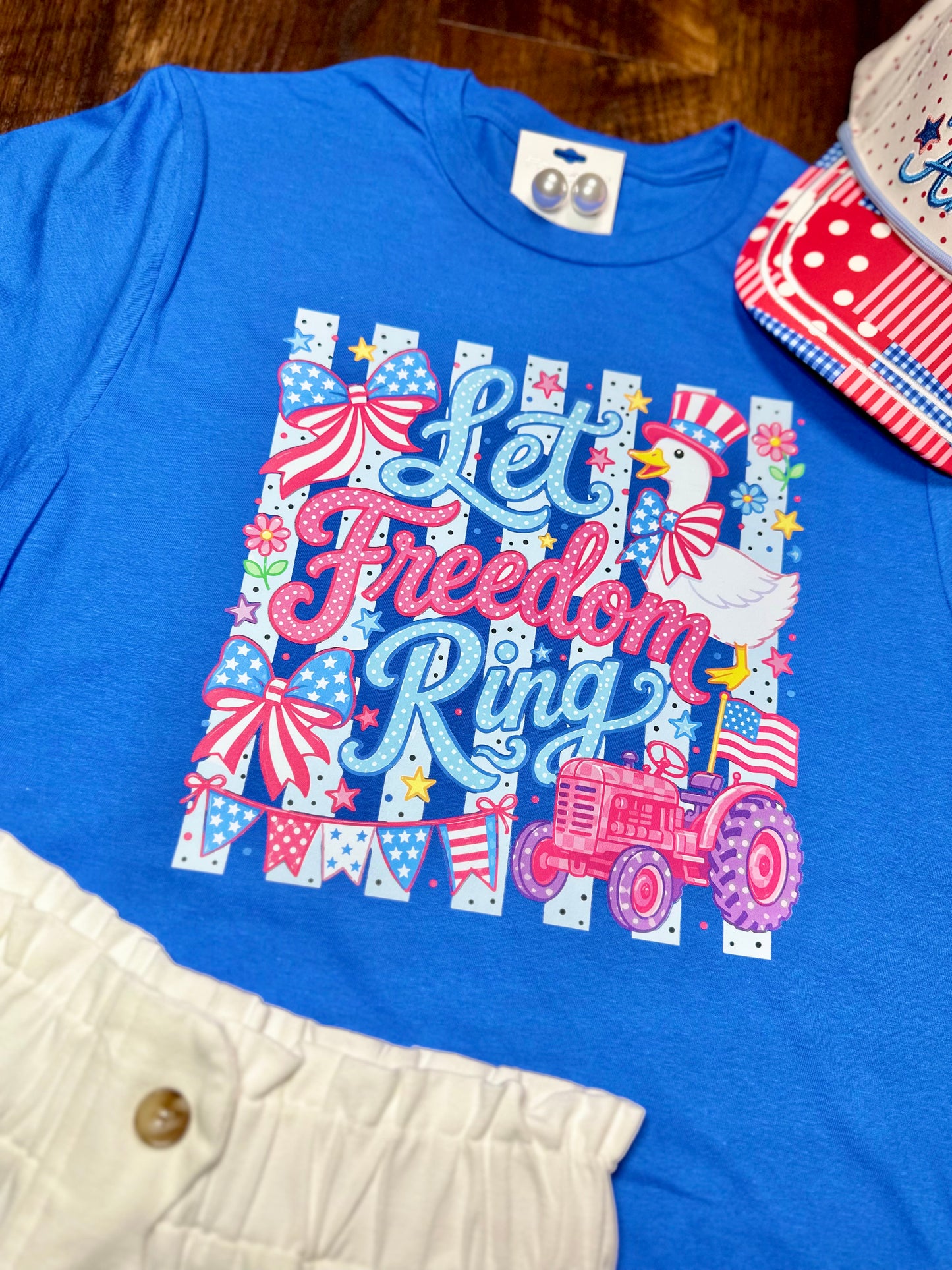 Multi-print "Let Freedom Ring" T-Shirt