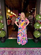 Load image into Gallery viewer, Pink Tropical Leaf Maxi Dress
