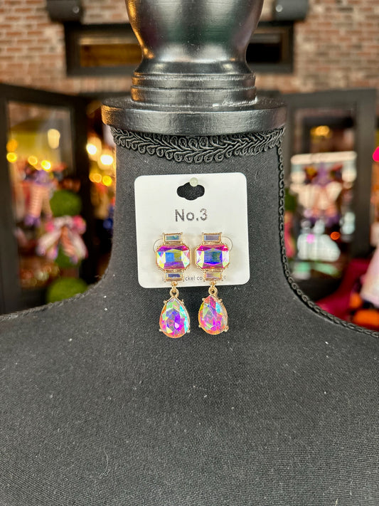 Iridescent Stone Teardrop Earring