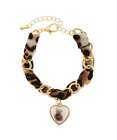 Teddy Bear Heart Pendant Scarf Chain Bracelet
