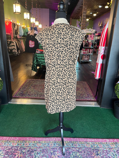 Leopard Print Half-Zip Mini Dress