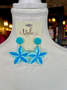 Aqua Blue Flower earrings