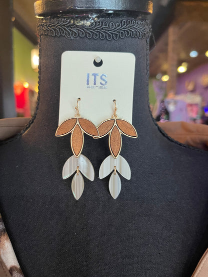 Wooden Leaf Earrings